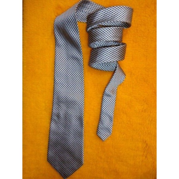 BURBERRYS ~SILK DRESS SHIRT SUIT TIE ~WHITE BLACK BLUE ~ PLAID CHECK STRIPE ~59" - Picture 2 of 3